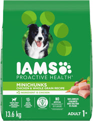 IAMS Proactive Health Minichunks Dry Dog Food – Crunchy Kibble For Adult Dogs – Chicken & Whole Grain Recipe – 13.61KG (30LB) Bag