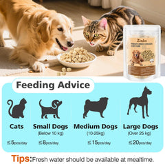 Freeze Dried Chicken Cod Pet Treats, High Protein Pet Food for Dogs Cats, Healthy Limited Ingredient Chicken Cod Fish Cube