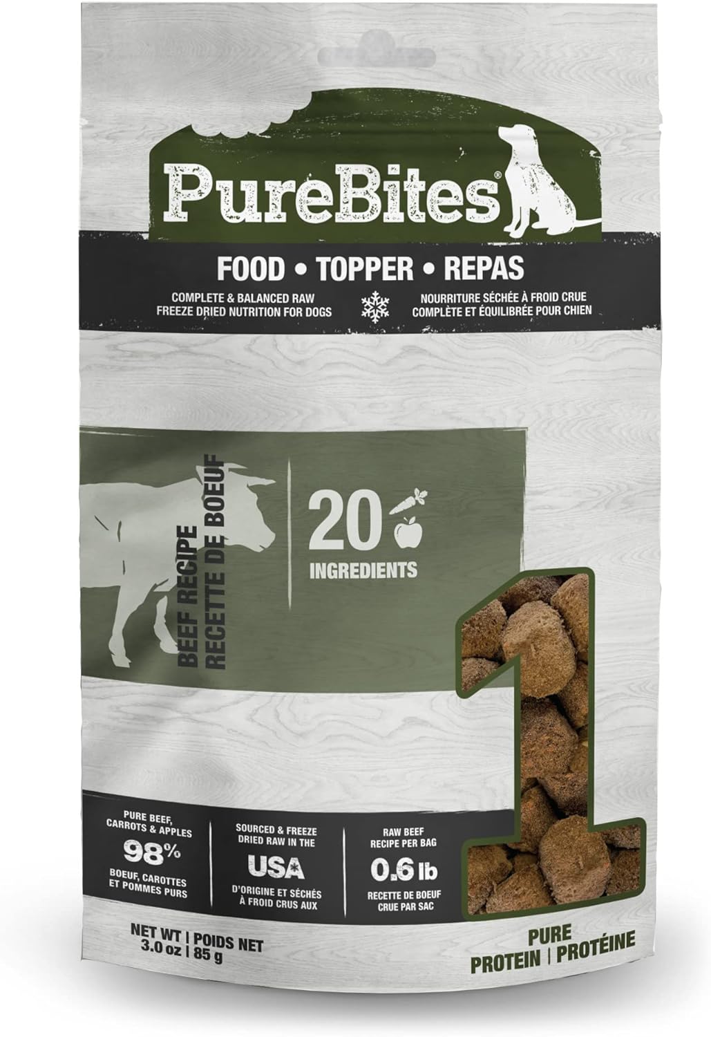 PureBites Dog Food • Topper 85g | Beef Recipe | Made in USA