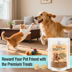 Freeze Dried Chicken Cod Pet Treats, High Protein Pet Food for Dogs Cats, Healthy Limited Ingredient Chicken Cod Fish Cube