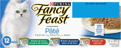 Fancy Feast Seafood Supper Wet Cat Food, Pate Variety Pack 3 Flavours - 85 g Can (12 Pack)