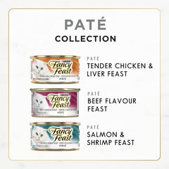 Fancy Feast Wet Cat Food, Pate Assorted Variety Pack 3 Flavours - 85 g Can (24 Pack)