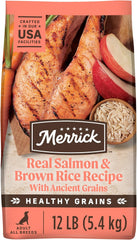 Merrick Healthy Grains Dry Dog Food, Real Salmon and Brown Rice Ancient Grains - 12 lb (5.44 kg) Bag (1 Pack)