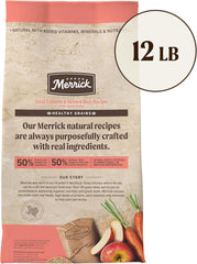 Merrick Healthy Grains Dry Dog Food, Real Salmon and Brown Rice Ancient Grains - 12 lb (5.44 kg) Bag (1 Pack)