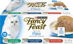 Fancy Feast Seafood Supper Wet Cat Food, Pate Variety Pack 3 Flavours - 85 g Can (12 Pack)