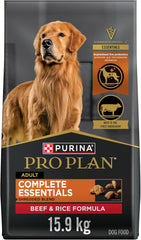 Purina Pro Plan Complete Essentials Dry Dog Food, Shredded Blend Beef & Rice - 15.9 kg Bag