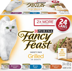 Fancy Feast Grilled Wet Cat Food, in Gravy Variety Pack 3 Flavours - 85 g Can (24 Pack)