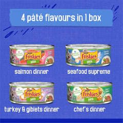 Friskies Greatest Hits Wet Cat Food, Pate Variety Pack 4 Flavours - 156 g Can (32 Pack)